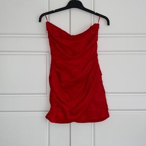 Red Zara strapless mini dress new with tags
